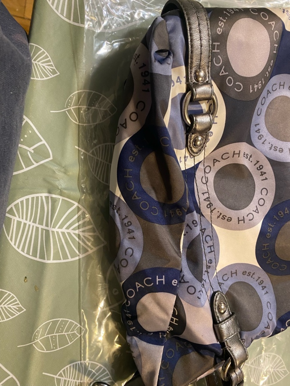 Coach Navy and Gray Signature Circle Crossbody Shoulder Bag - Picture 7 of 13